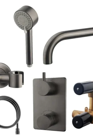 Wiesbaden Caral Robinet baignoire à encastrer Gunmetal brossé Usine Directe