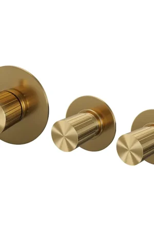 Acheter Direct BRAUER Stripe Mitigeur thermostatique encastrable - 2 vannes d‘arrêt - pièces d‘encastrement et de finition - PVD brossé or