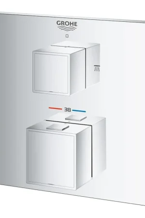 Acheter Direct GROHE Grohtherm cube Kit d‘habillage pour mitigeur thermostatique encastré avec inverseur pour douche à main et de tête chromé