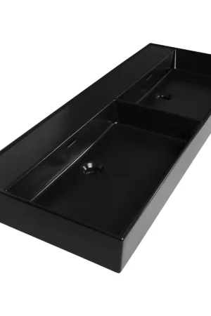 Achetez Aujourd'hui Saniclass Legend Meuble Lavabo - 121x47x13cm - avec trop-plein - 2 vasques - 0 trous de robinet - céramique - noir mat