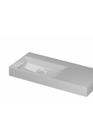 Achat Immédiat INK United lavabo - 100x45x11cm porcelaine gauche sans trou de robinet inclus bouchon clic en porcelaine et système de trop-plein caché - blanc brillant
