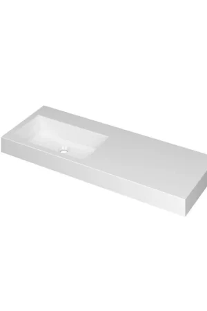 Acheter En Ligne INK Momento lavabo - 120x45x9cm - 1 cuve à gauche - 0 perçages de robinet - polystone blanc brillant
