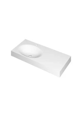 Acheter Direct INK Smooth lavabo - 100x45x9cm - 1 vasque à gauche - 1 trou de robinet - polystone blanc mat