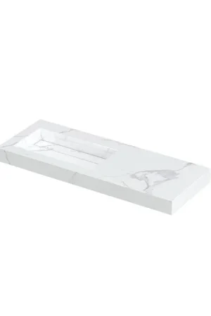 Acheter En Ligne INK Pitch lavabo - 120x45x9cm - 1 bassin à gauche - 0 trous de robinet - bonde céramique Statuario brillant
