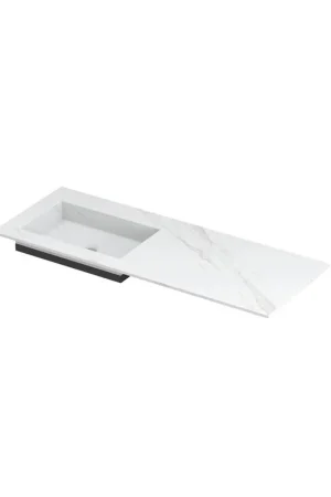 Acheter En Ligne INK Post lavabo - 120x45x1cm - 1 cuve à gauche - 0 trous de robinet - céramique Calacatta mat