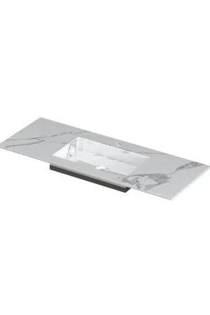 Achat Immédiat INK Post lavabo - 120x45x1cm - 1 bassin - 1 trou de robinet - céramique Statuario brillant