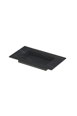 Achat Immédiat INK Post lavabo - 80x45x1cm - 1 bassin - 0 trous de robinet - céramique Lauren noir mat