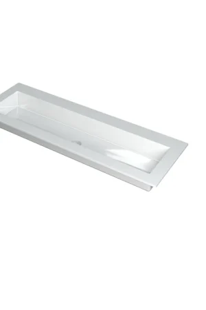 Achat Immédiat Ink kraft lavabo 100x1x45cm 2 trous pour robinet 1 évier polystone blanc brillant