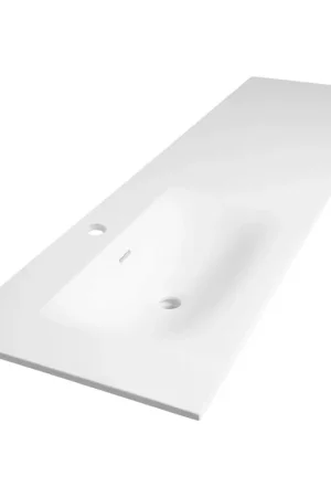 Achat Immédiat BRAUER Glacier lavabo asymétrique - 160x46x2cm - - 1 lavabo - à gauche 1 trou de robinet - pierre fine - blanc mat