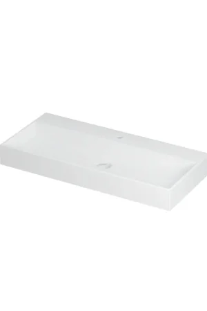 Acheter En Ligne INK United lavabo - 100x45x11cm - 1 bassin - 1 trou de robinet - porcelaine blanc mat