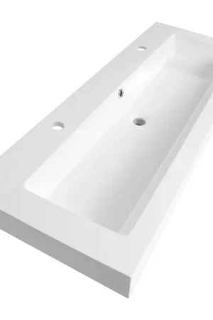 Achetez Aujourd'hui BRAUER Solar Thick lavabo - 120x46x10cm - 1 lavabo - 2 trous de robinet - marbre minéral - blanc satiné