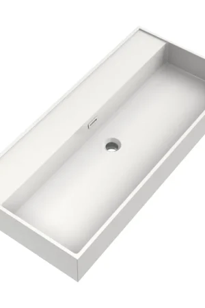 Acheter En Ligne BRAUER Gravity Lavabo - 100x46x13cm - 1 vasque - 0 trou de robinet - marbre minéral - blanc satiné