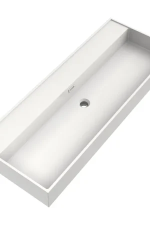 Acheter En Ligne BRAUER Gravity plan vasque - 120x46x13cm - 1 lavabo - 0 trous de robinet - marbre minéral - blanc satiné