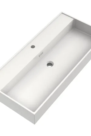 Acheter Direct BRAUER Gravity lavabo - 100x46x13cm - 1 bassin - 1 trou de robinet - marbre minéral - blanc soyeux