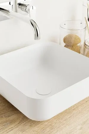 Achetez Aujourd'hui Mondiaz Binx Vasque à poser - 36x36x13cm - carré - à poser - Solid Surface - Talc/Talc