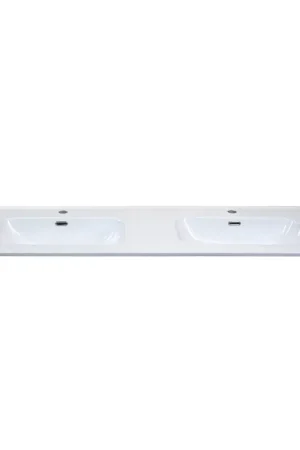Achat Immédiat HR badmeubelen Cover Lavabo - 141x46.5x1.8cm - 2 trous de robinet - 2 vasques - céramique blanc