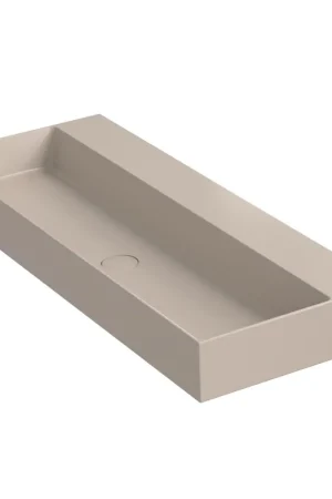 Xenz Dolce lavabo - 121x46x13.5cm - 0 trous de robinetterie - céramique - sable mat Prix Bas