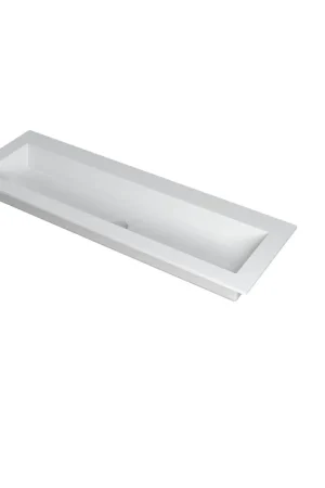 Acheter En Ligne INK Kraft Plan vasque 100x1x45x1cm 2 trous de robinet 1 vasque Polystone blanc mat
