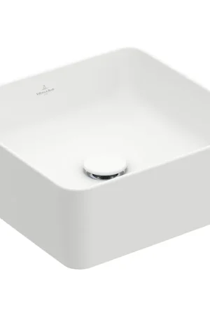 Acheter Direct Villeroy & Boch Collaro vasque à poser - carrée 38x38cm - sans trop-plein sans trou de robinetterie ceramic+ stone white