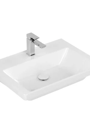 Achat Immédiat Villeroy & Boch Subway 3.0 lavabo-vasque à poser sur meuble - 65x47x16.5cm - Rectangulaire 1 trou de robinet sans trou de trop-plein Blanc Alpin brillant Céramique