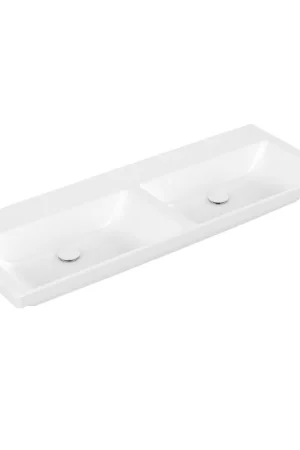 Villeroy & Boch Subway 3.0 Double lavabo à poser - 1300 x 475 x 165 mm - Blanc Alpin CeramicPlus - sans trop-plein Populaire