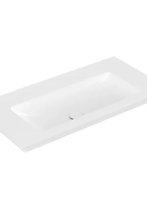 Villeroy & Boch Venticello Lavabo pour meuble avec lavabo au centre 100x50cm sans trou pour robinetterie avec trop plein ceramic+ blanc Prix Bas