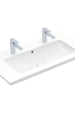 Acheter En Ligne Villeroy & Boch Venticello Lavabo pour meuble avec lavabo au centre 100x50cm avec 2x1 trou pour robinetterie avec trop plein blanc