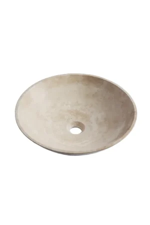Acheter Direct Saniclass Travertine - Vasque à poser 42x42x12cm - ronde - pierre naturelle marbrée