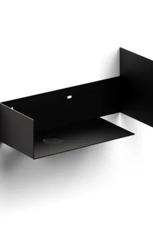 Certifié Clou Flush étagère ouverte 44x18x20.5cm avec porte-serviettes droite acier inoxydable noir thermolaqué