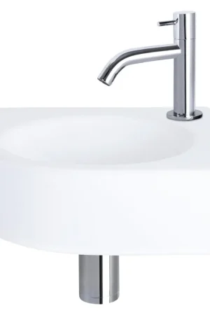 Acheter En Ligne Differnz Cleo Kit lave-mains - 30x30x10cm - Quart de rond - 1 trou de robinet - Robinet chromé courbé - Céramique blanche
