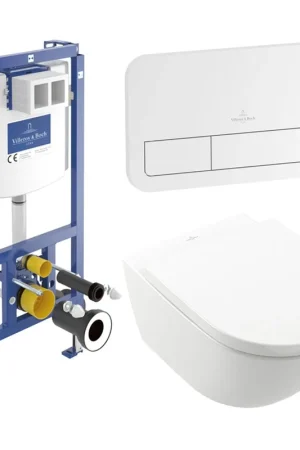 Villeroy & Boch Subway 3.0 Pack WC - sans bride - à fond creux - réservoir encastrable - Twistflush - plaque de commande blanc brillant - abattant - Blanc Alpin Achat Immédiat
