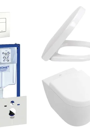 Villeroy & Boch Subway Compact Pack WC - chasse directe - réservoir encastré - à fond creux WC suspendu - plaque de déclenchement verticale/horizontale - blanc Meilleure Vente