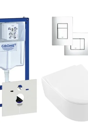 Acheter En Ligne Villeroy & Boch Avento Cuvette y compris réservoir encastré et plaque de commande verticale/horizontale chrome