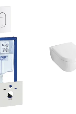 Villeroy & Boch Subway Compact Pack WC - réservoir encastré - à fond creux WC suspendu - plaque de déclenchement verticale - blanc Solde