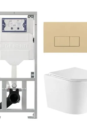 Achetez Aujourd'hui QeramiQ Dely Ensemble WC - 36.3x51.7cm - cuvette profonde - sans bride - réservoir encastré Geberit UP320 - avec cadre Burda - abattant de WC softclose - plaque de commande beige - boutons rectangulaires - blanc brillant