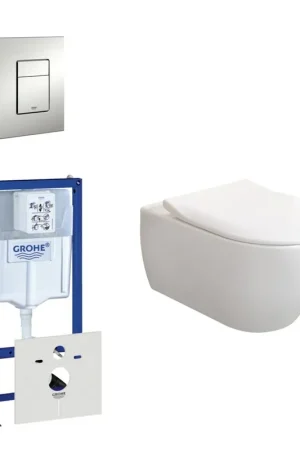 Villeroy & Boch Subway 2.0 ViFresh Pack WC avec abattant wc slimseat softclose et quick release et plaque de déclenchement horizontal vertical chrome mat Retour Gratuit