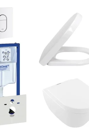 Villeroy & Boch ViFresh Pack WC avec réservoir à encastrer, WC mural à fond creux avec abattant softclose et plaque de commande verticale/horizontale blanc Achetez Aujourd'hui