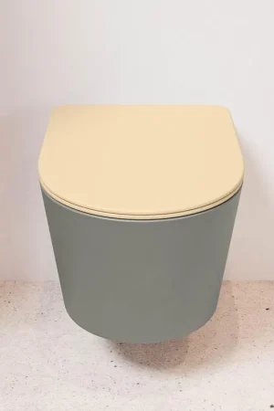 Acheter En Ligne MONDIAZ LAVIE WC suspendu - 36x53cm - sans bride - Sand (beige) - softclose - quick-release - abattant WC - Smoke (gris)