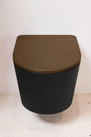 Acheter En Ligne MONDIAZ LAVIE WC suspendu - 36x53cm - sans bride - Rust (marron) - softclose - quick-release - abattant WC - Urban (noir)