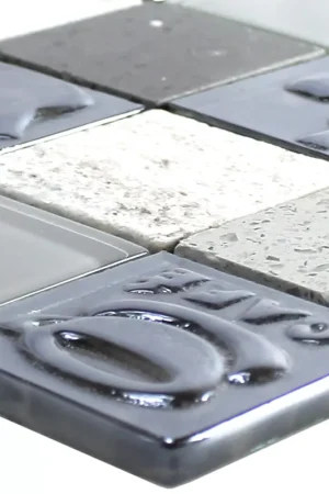 Vente Flash Verre Acier Inoxydable Pierre Naturelle Mosaïque Carrelage Emporia Gris Argent