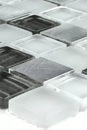 Aluminium Verre Mosaïque Argent Gris Offre Limitée