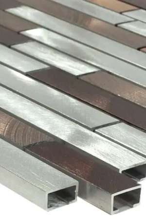 Aluminium Métal Mosaïque Carrelage Caramella Brun Argent Offre Spéciale