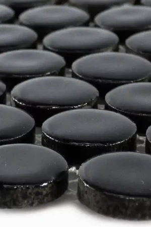 Top Vente Céramique Mosaïque Carrelage Bouton Yantra Noir Brillant
