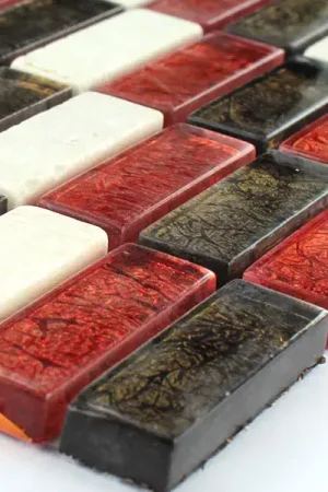 Verre Marbre Pierre Naturelle Mosaïque Carrelage Rouge Brun Blanc Must-Have
