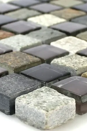Bon Marché Verre Quartzite Pierre Naturelle Mosaïque Carrelage Abracadabra Gris Brun 15
