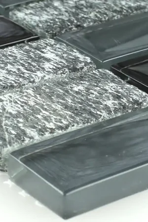 Verre Pierre Naturelle Mosaïque Carrelage Topolina Gris Noir Livraison Express