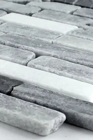 Vente Directe Mosaïque Pierre Naturelle Marbré Noir Gris Mix