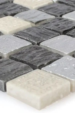 Bon Marché Verre Pierre Naturelle Mosaïque Colicos Gris Noir Argent