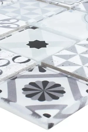 Verre Pierre Naturelle Mosaïque Carrelage Vintage Anopolis Blanc Gris Bon Marché
