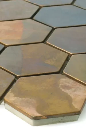 Achat Immédiat Mosaïque Carrelage Cuivre Merkur Hexagone Brun 48